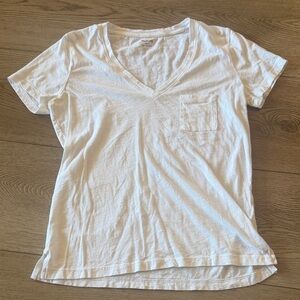 Madewell White V-Neck Pocket Tee